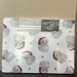 Colordrift  Set of 4 Placemats Christmas Santa Claus Face Cork
